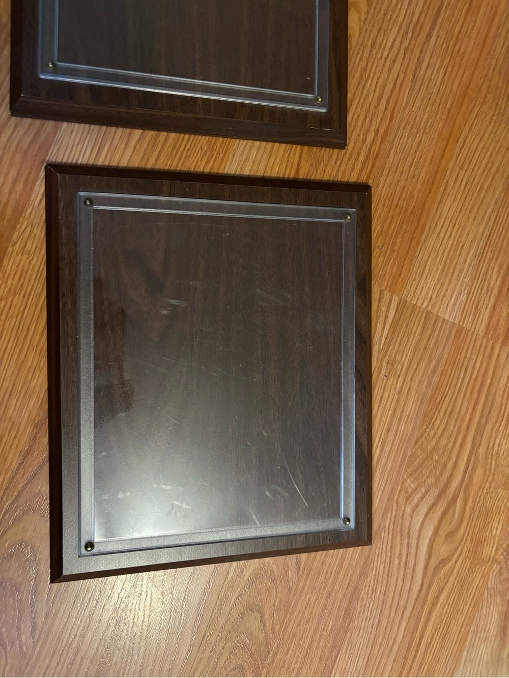 Wooden Plaque Frame with Clear Plastic Cover - Dark Brown set of 2